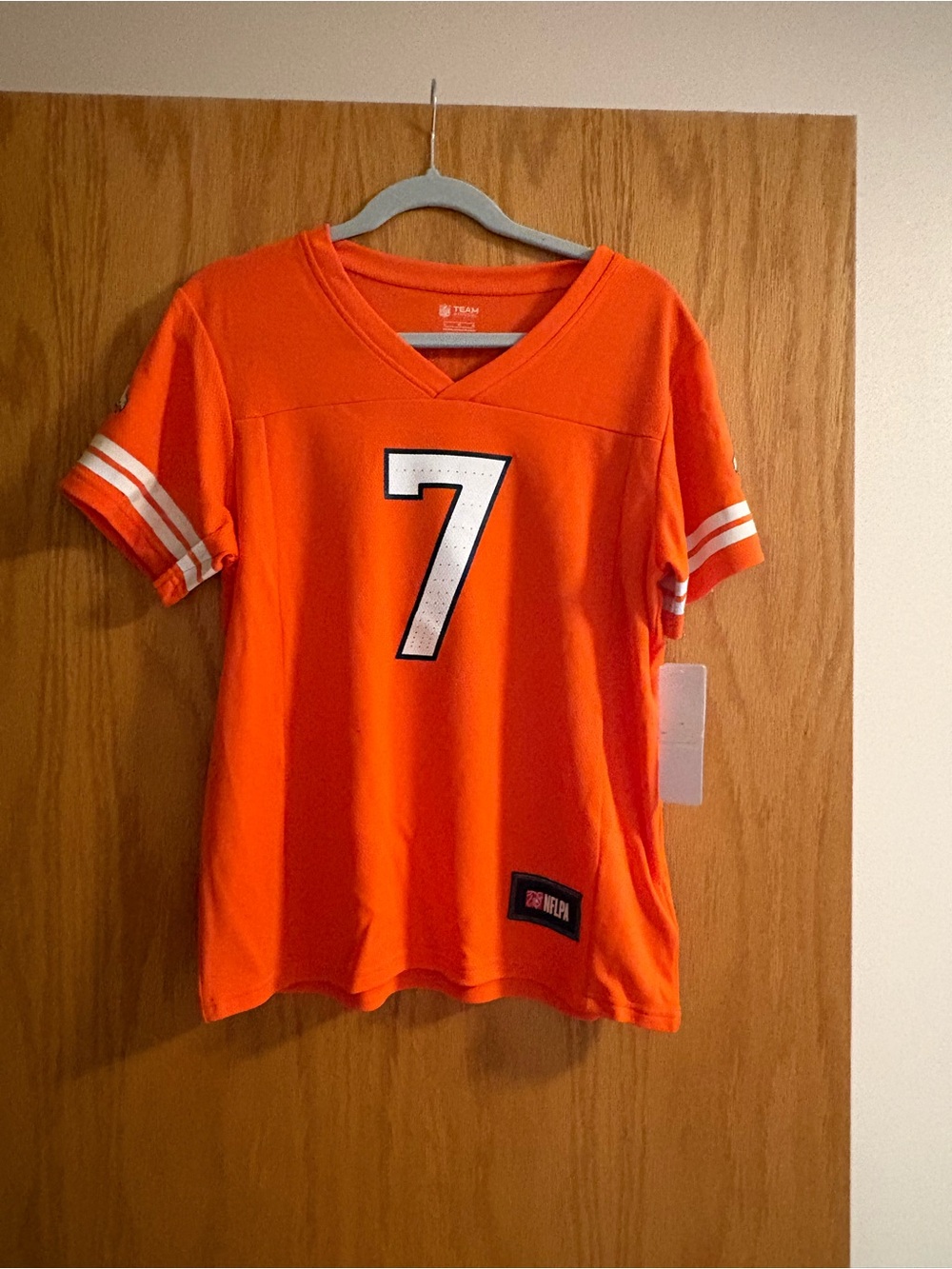 NFL Bright Orange Jersey Top with White Number 7 NWOT